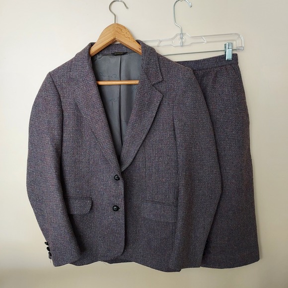 Oscar de la Renta Dresses & Skirts - Oscar de la Renta Rayna Wool Tweed Suit Jacket Blazer Pencil Skirt Set‎ Gray 7/8